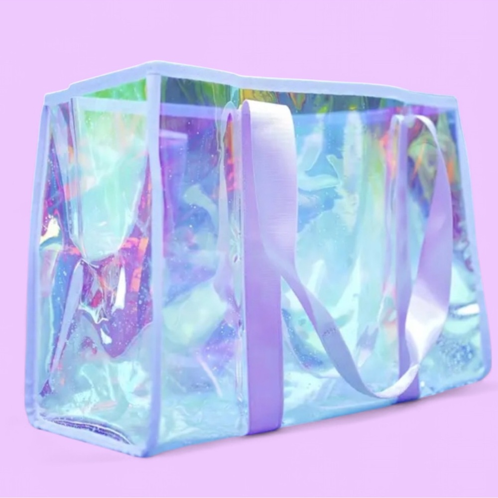 Iridescent Gasoline Lavender Beachy Shopping Vacay Resort Fairycore Tote Bag L